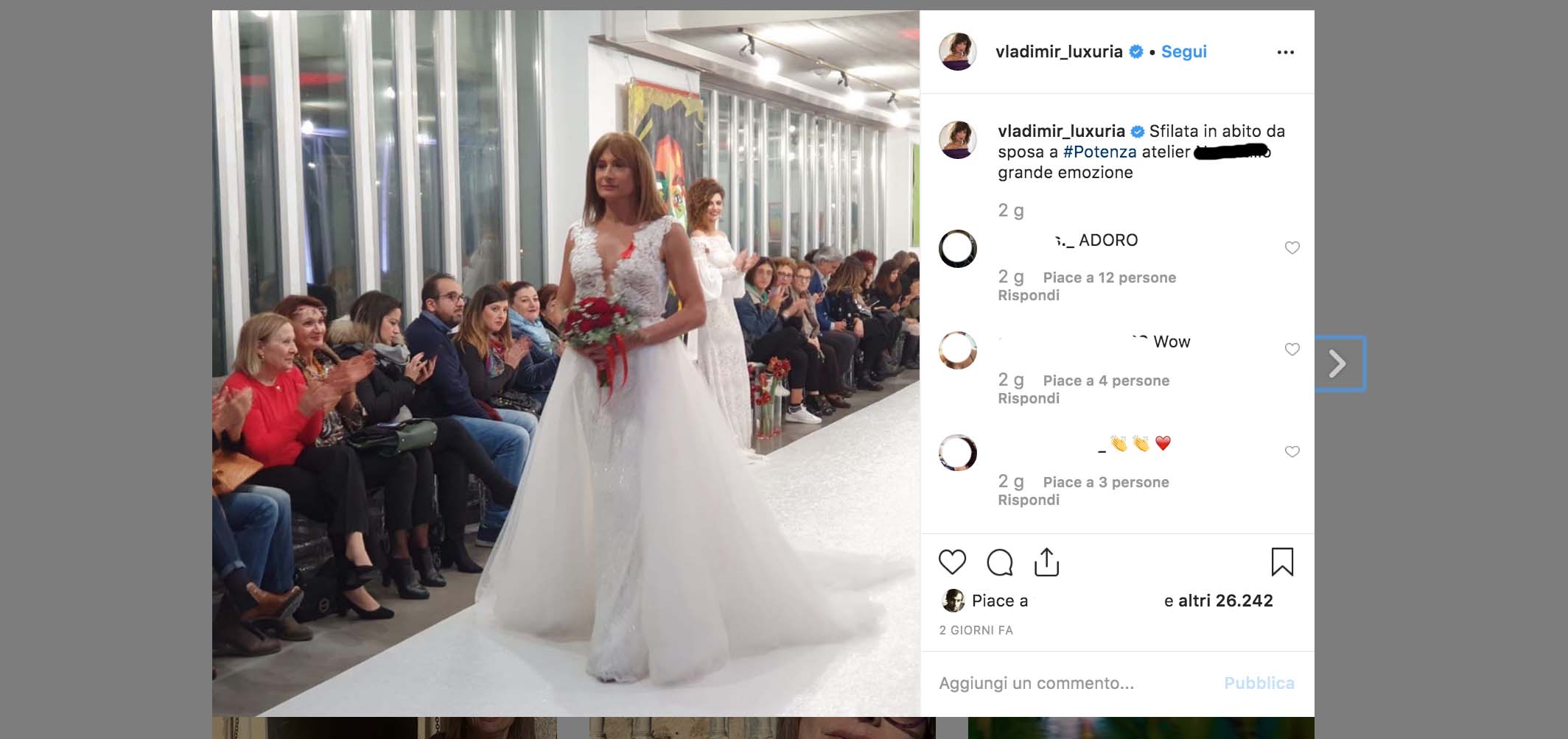 Luxuria sfila in abito da sposa, ma che “genere” di iniziativa è? 1